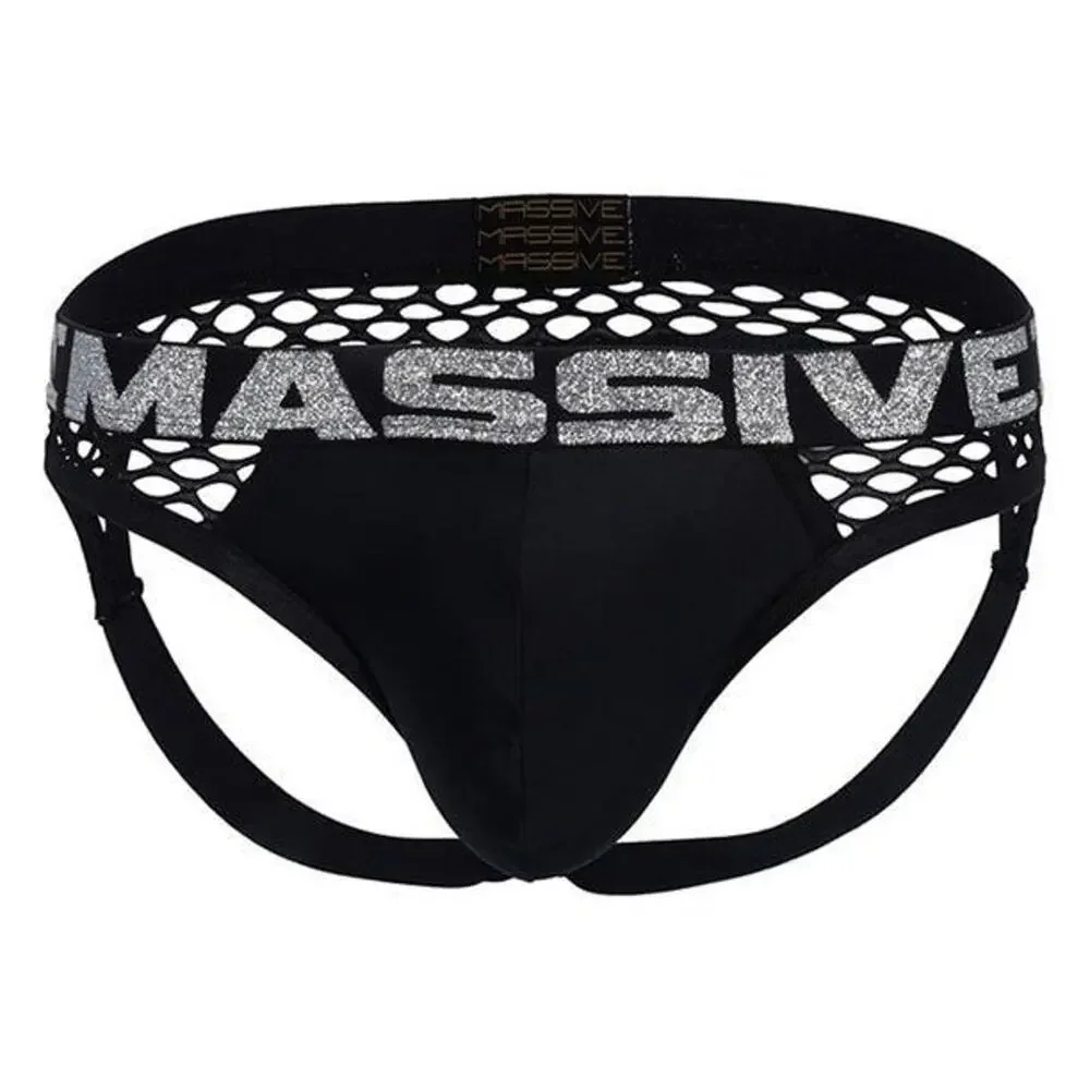 NEW Andrew Christian Massive Mesh Jock Color Black Size Large